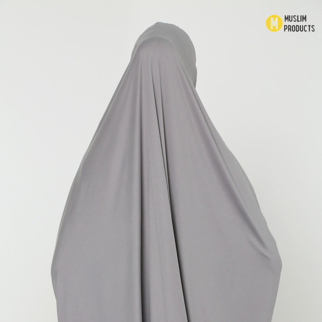 Khimar met Ribbelstof lichtgrijs – Heuplengte Jazz