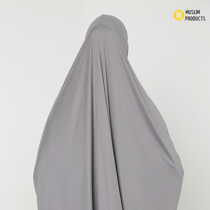 Khimar met Ribbelstof lichtgrijs – Heuplengte Jazz