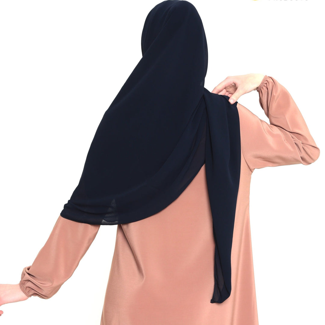 Grote Hoofddoek Chiffon Donkerblauw