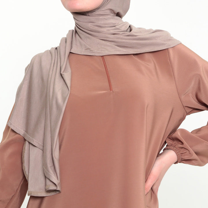 Instant Praktische Jersey Hijab Donker Beige