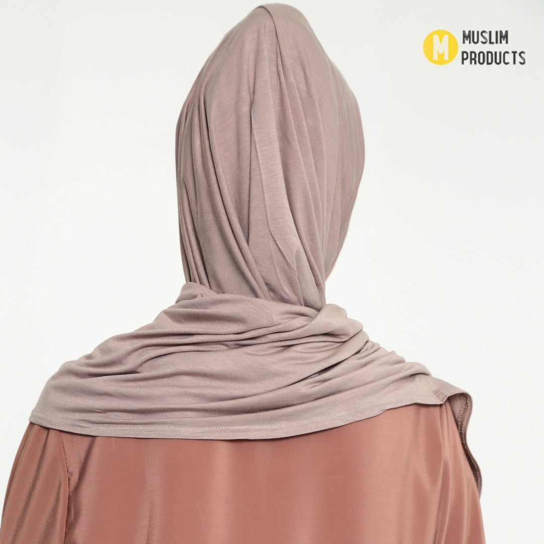 Instant Praktische Jersey Hijab Donker Beige