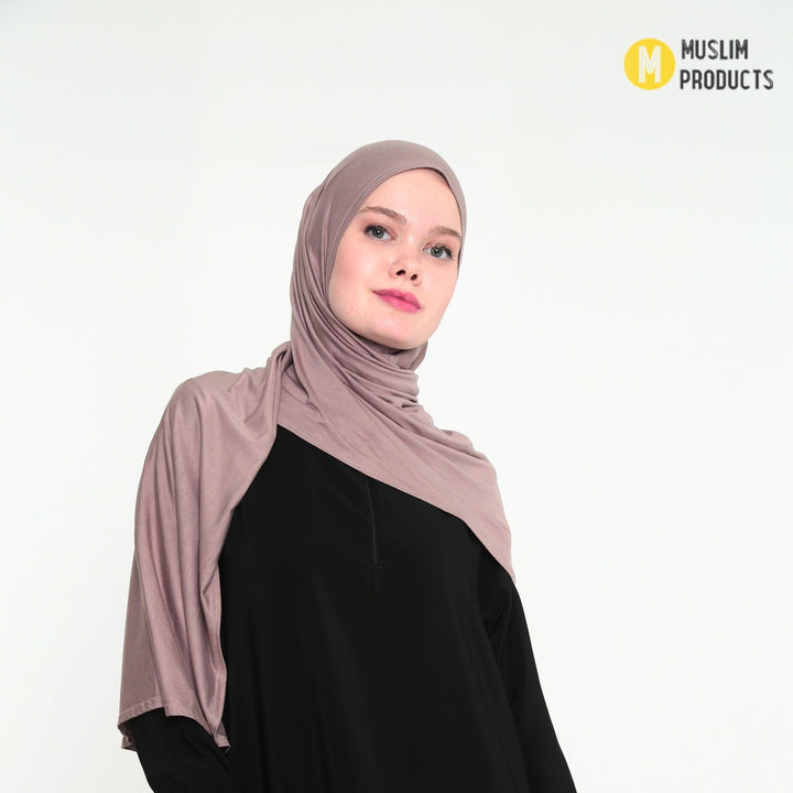 Instant Praktische Jersey Hijab Lila Paars