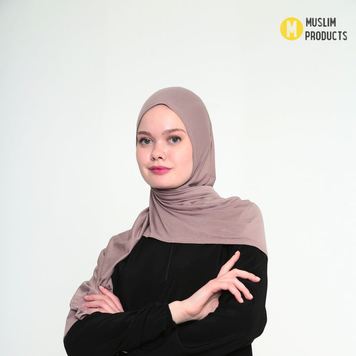 Instant Praktische Jersey Hijab Lila Paars