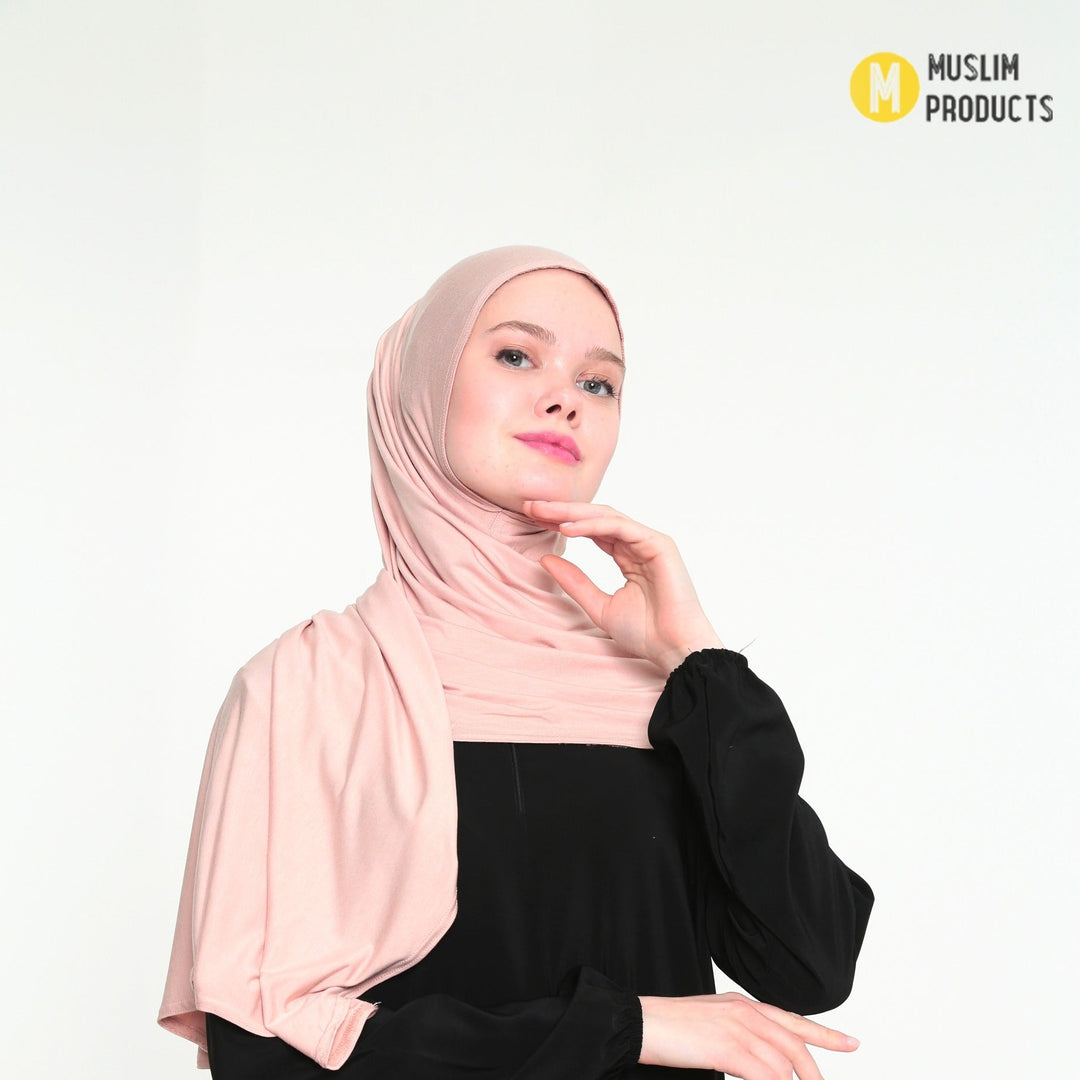 Instant Praktische Jersey Hijab Abrikoos