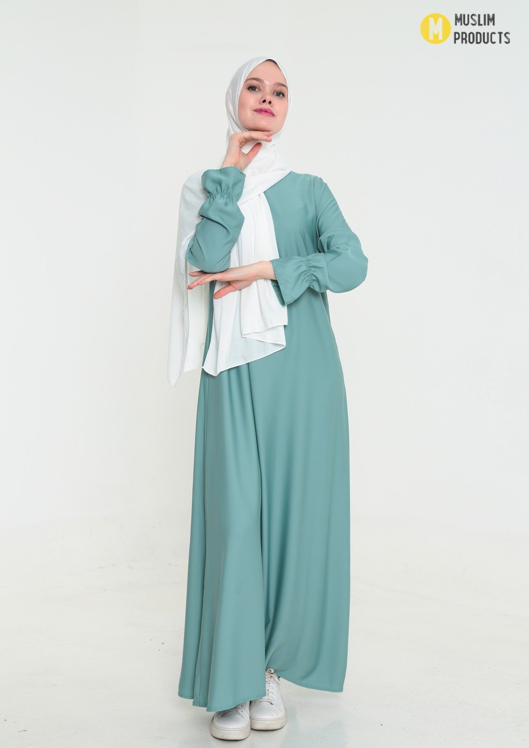 abaya satijn - lichtblauw