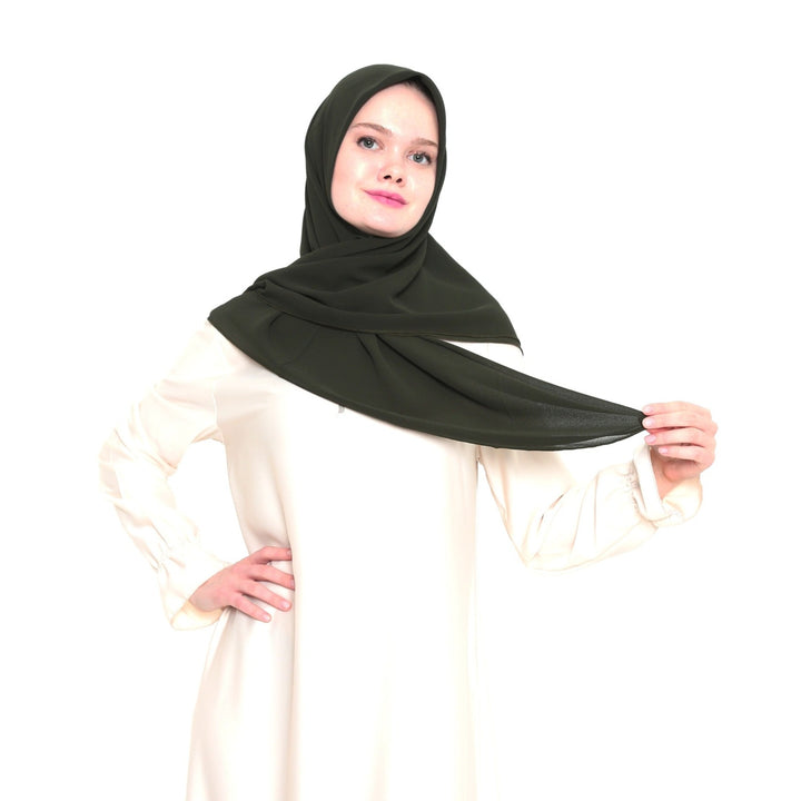Hoofddoek Crepe (Ovaal) Leger Groen