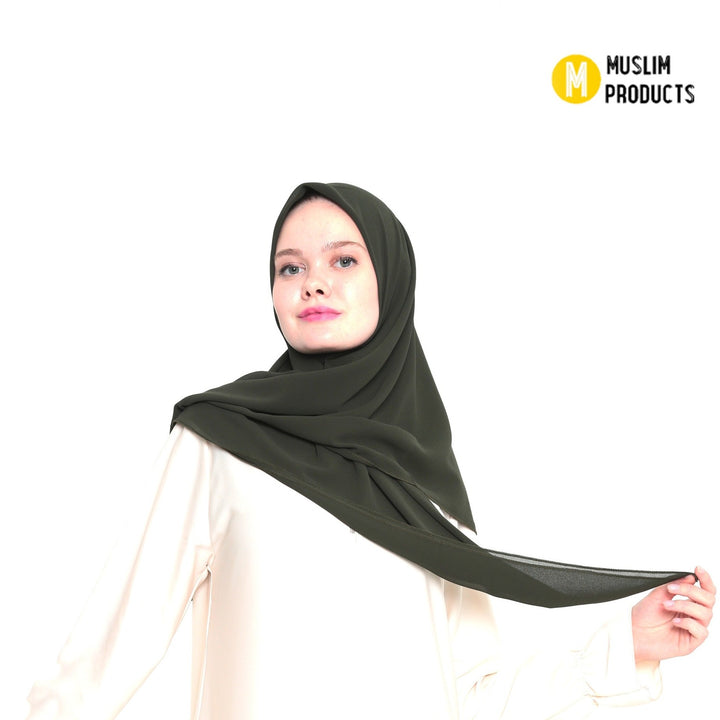 Hoofddoek Crepe (Ovaal) Leger Groen