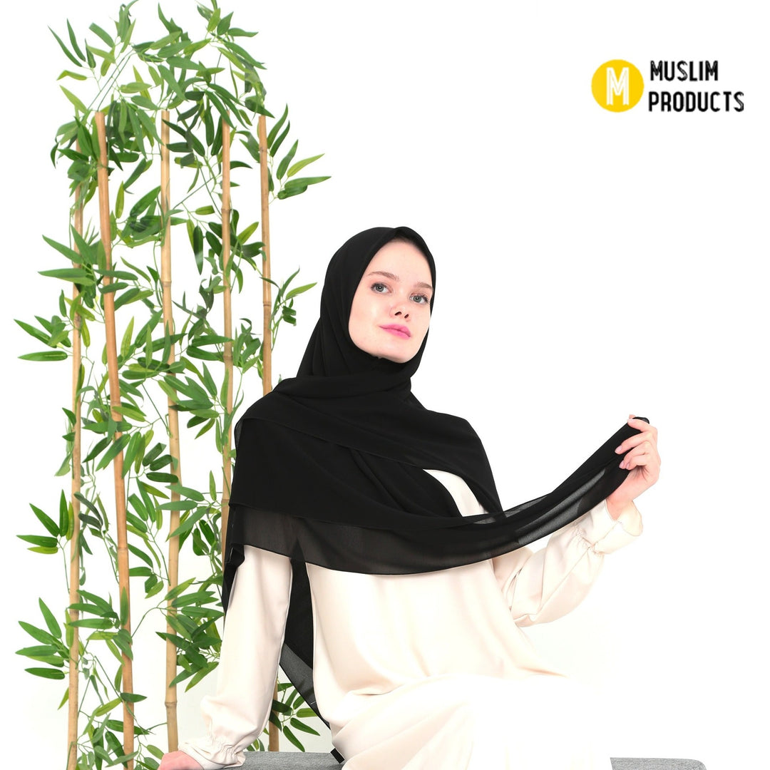 Grote Hoofddoek Chiffon Zwart
