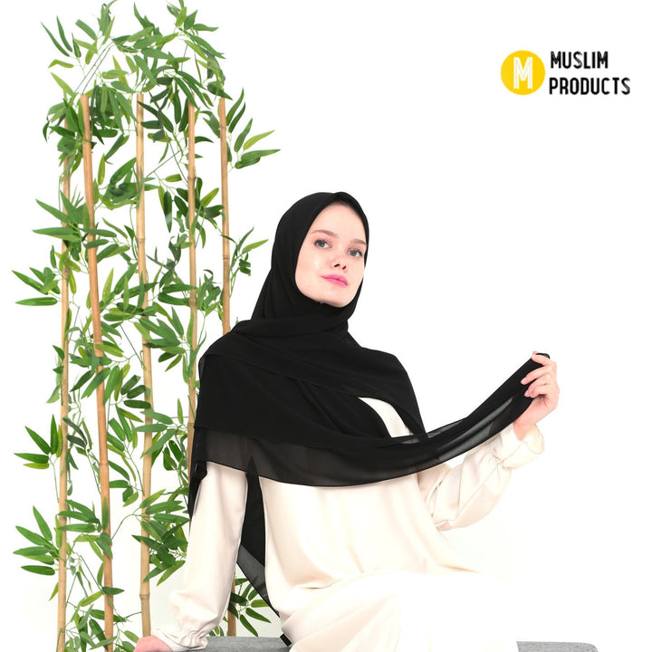 Grote Hoofddoek Chiffon Zwart