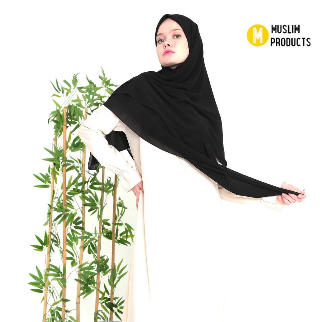 Grote Hoofddoek Chiffon Zwart