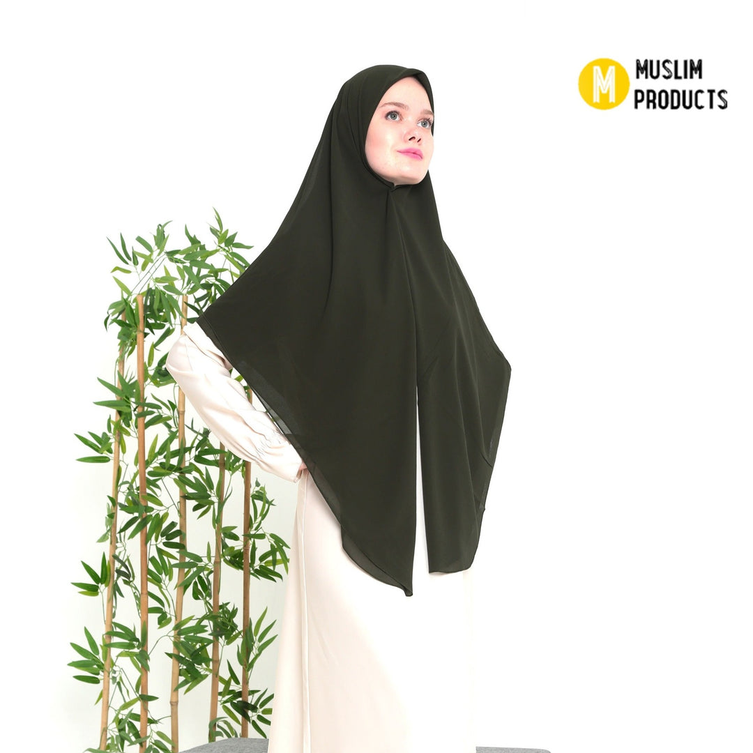 Grote Hoofddoek Chiffon Leger Groen