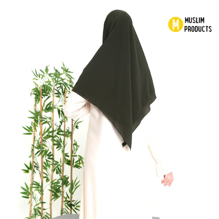 Grote Hoofddoek Chiffon Leger Groen