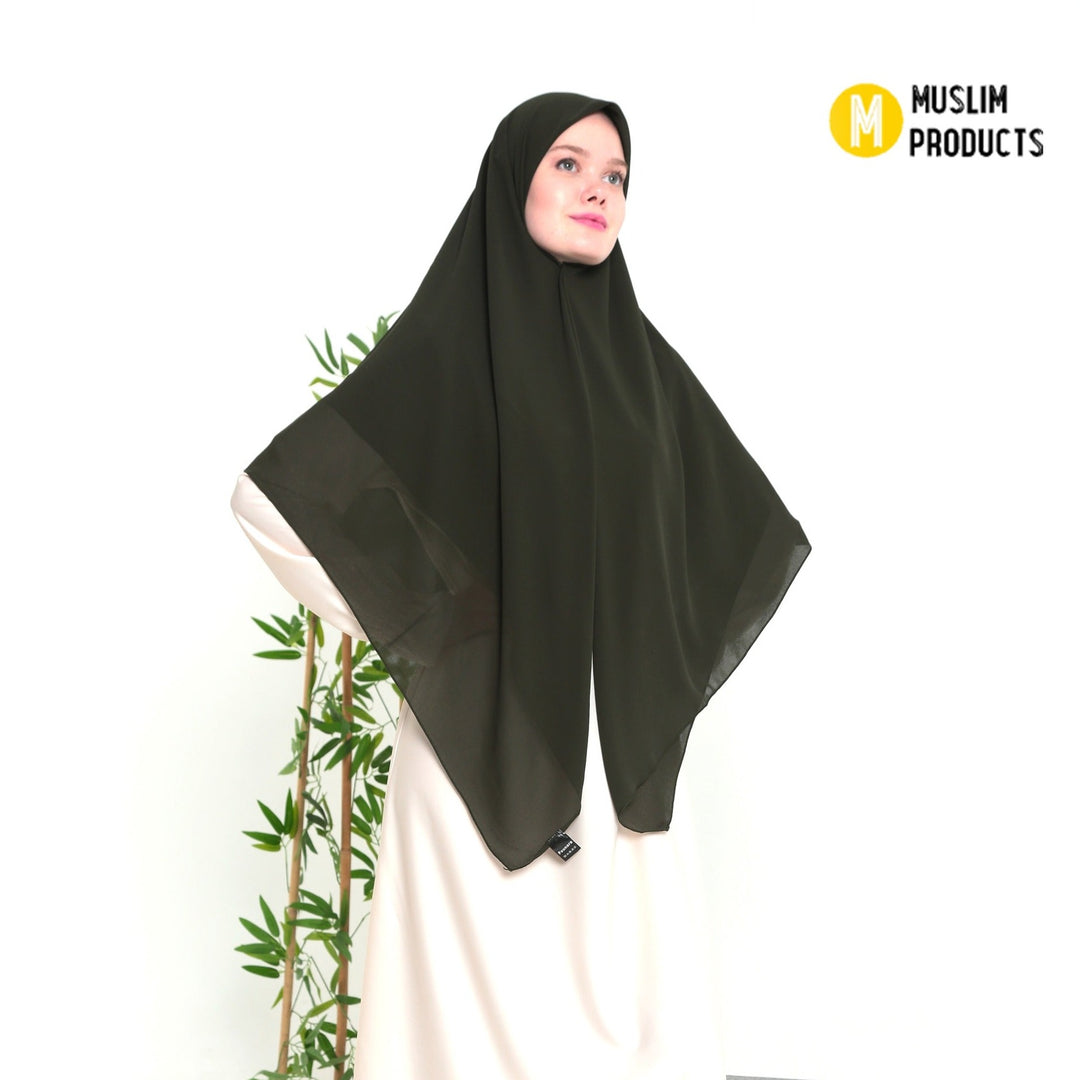 Grote Hoofddoek Chiffon Leger Groen