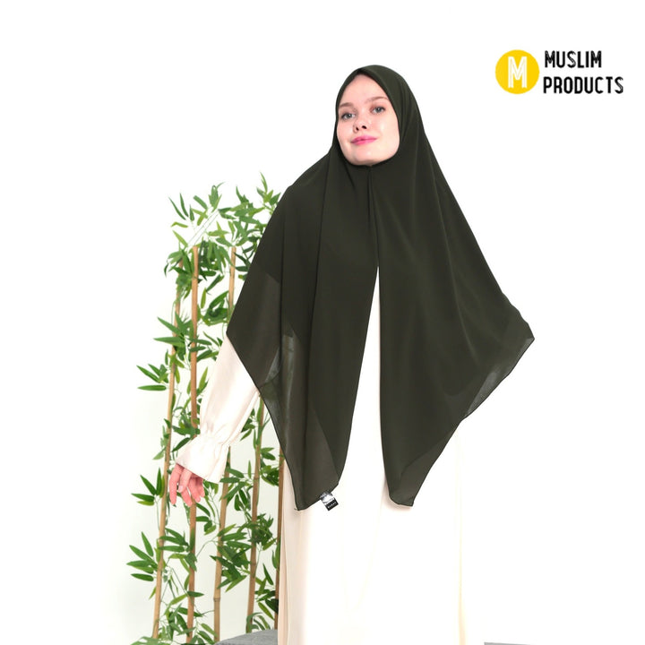 Grote Hoofddoek Chiffon Leger Groen