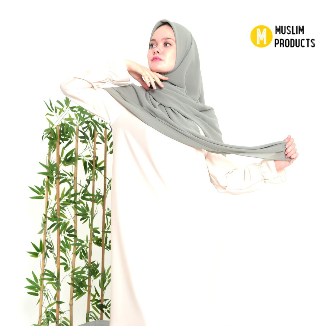 Grote Hoofddoek Chiffon Witgroen