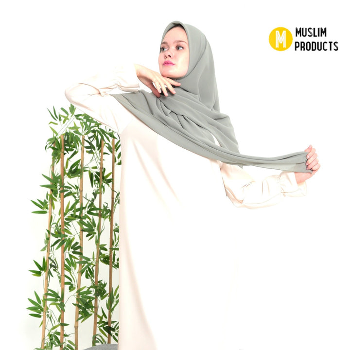Grote Hoofddoek Chiffon Witgroen