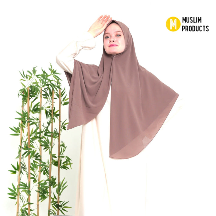 Grote Hoofddoek Chiffon Bruin Paars
