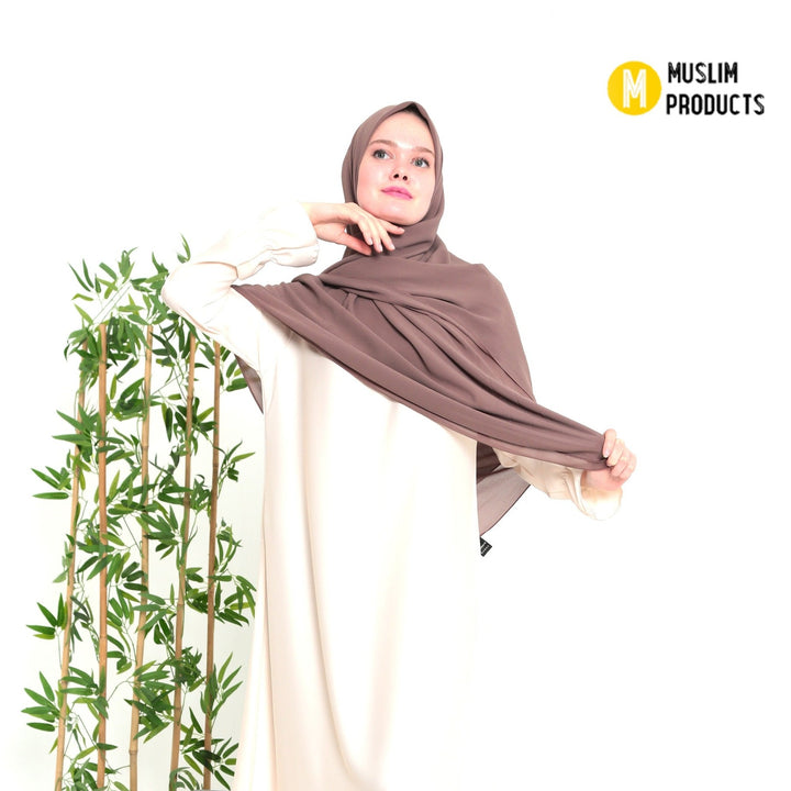 Grote Hoofddoek Chiffon Bruin Paars