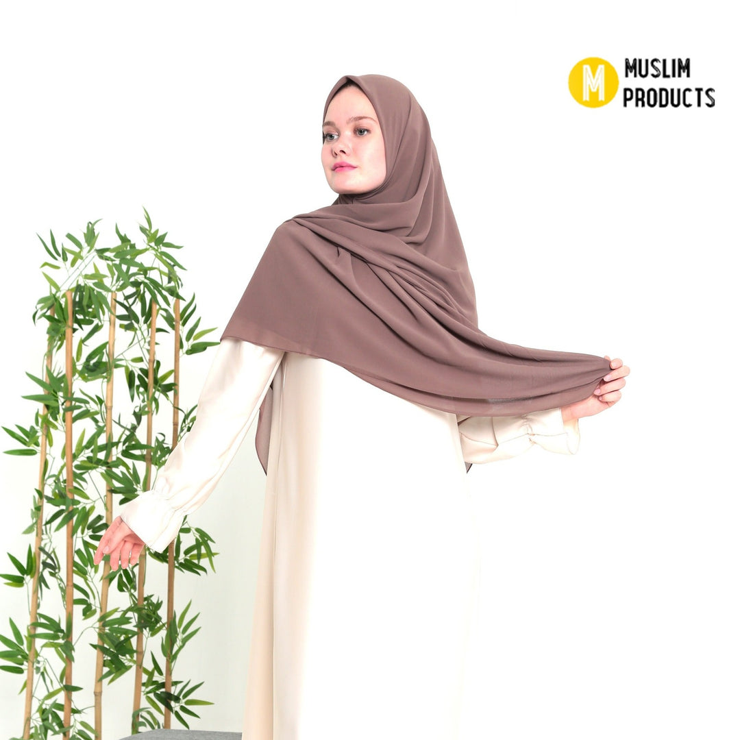 Grote Hoofddoek Chiffon Bruin Paars