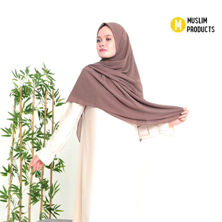 Grote Hoofddoek Chiffon Bruin Paars