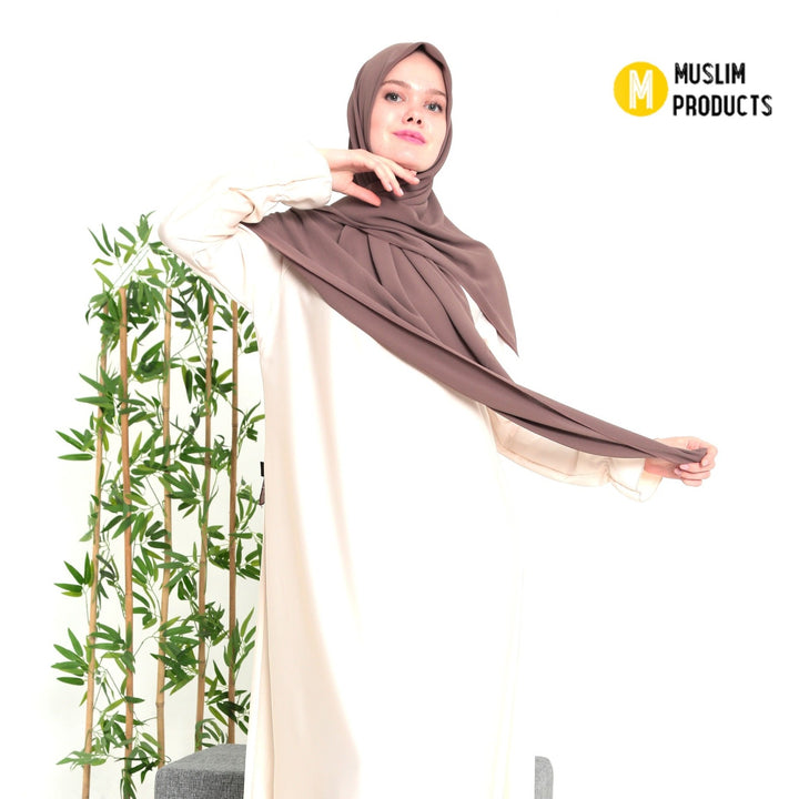 Grote Hoofddoek Chiffon Bruin Paars