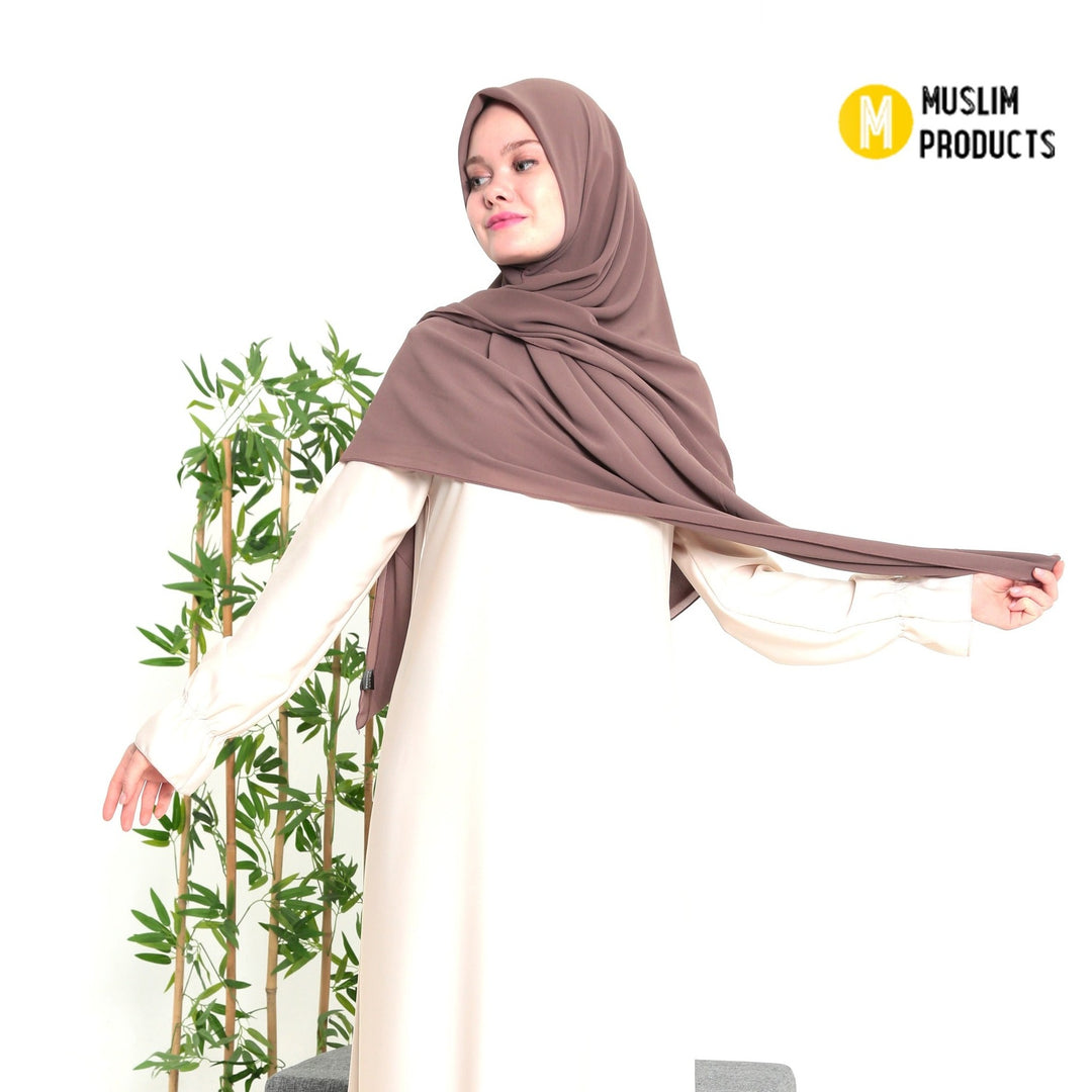 Grote Hoofddoek Chiffon Bruin Paars