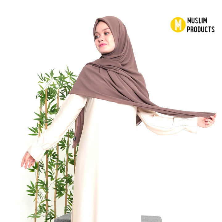 Grote Hoofddoek Chiffon Bruin Paars
