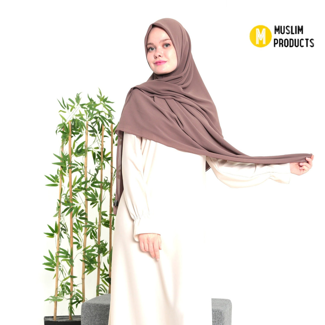 Grote Hoofddoek Chiffon Bruin Paars