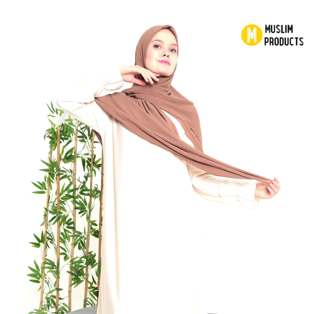 Grote Hoofddoek Chiffon Bruin Taupe