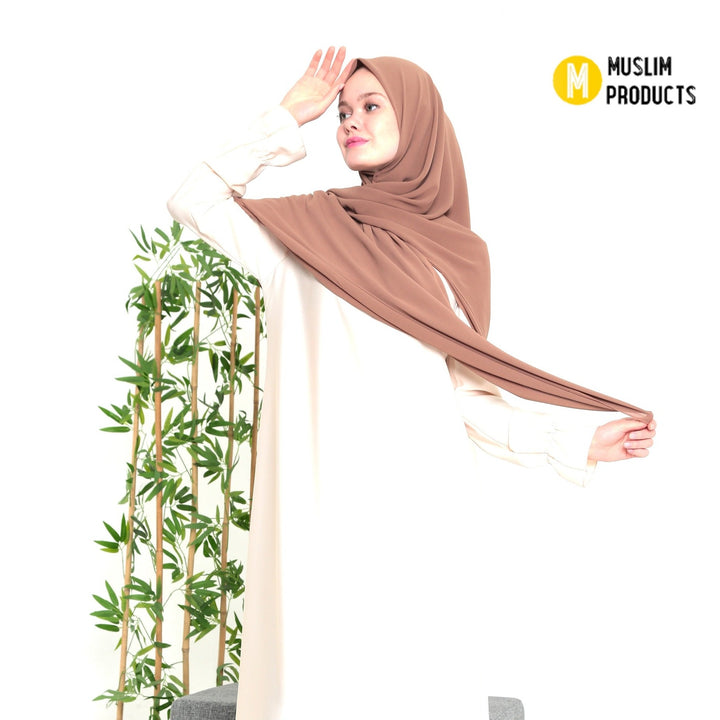 Grote Hoofddoek Chiffon Bruin Taupe