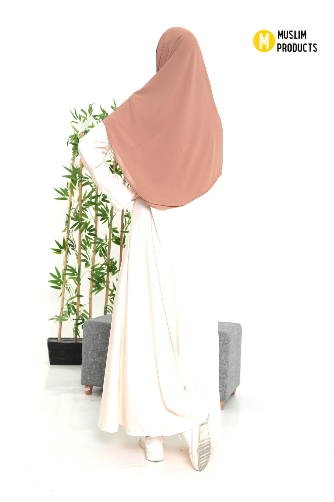 Grote Hoofddoek Chiffon Bruin Taupe