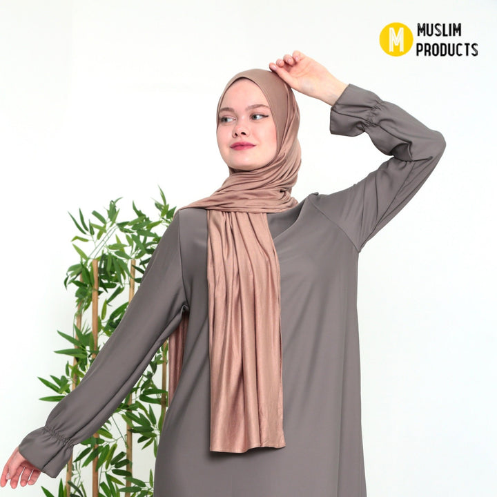 Maxi Jersey Sjaal Breed 75×190 Goud Bruin